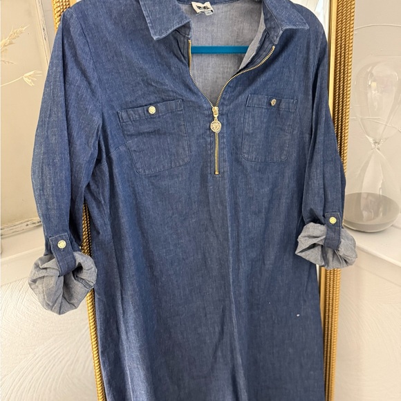 Anne Klein Dresses & Skirts - Anne Klein Blue Denim Dress with Gold Accents